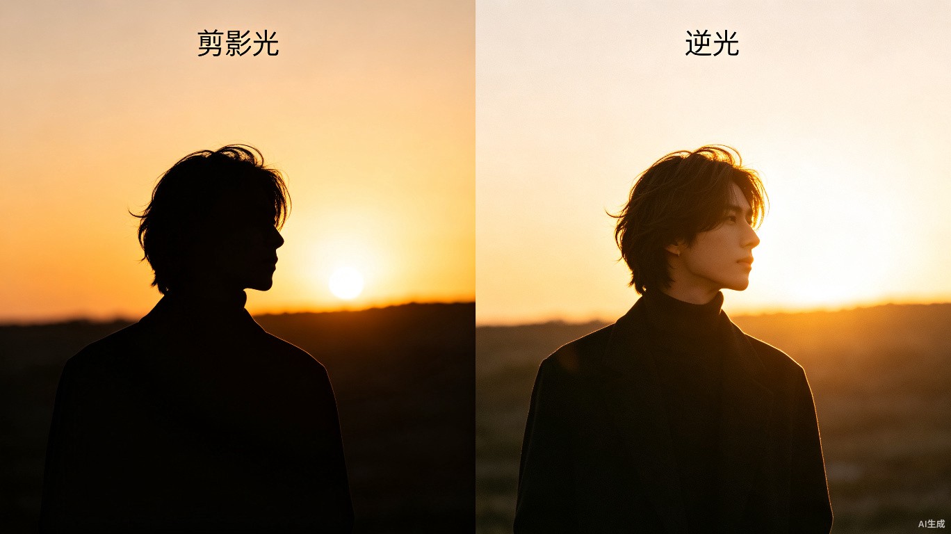 剪影光vs逆光并排对比