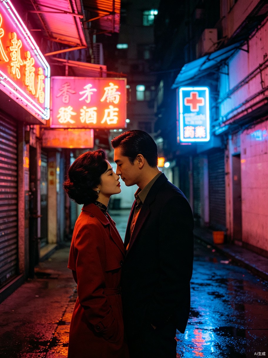 港风窄巷情侣人像